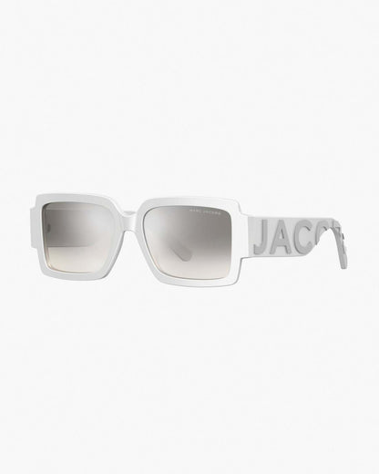 Marc Jacobs Featured - The Bold Logo Square Mirrored Sunglasses White/Grey