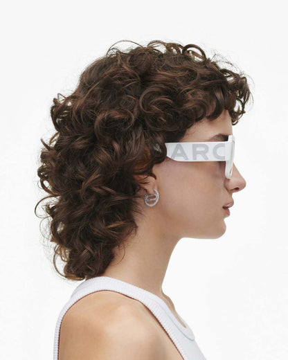 Marc Jacobs Featured - The Bold Logo Square Mirrored Sunglasses White/Grey