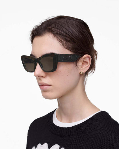Marc Jacobs Top Pick - The Bold Logo Cat Eye Sunglasses Havana