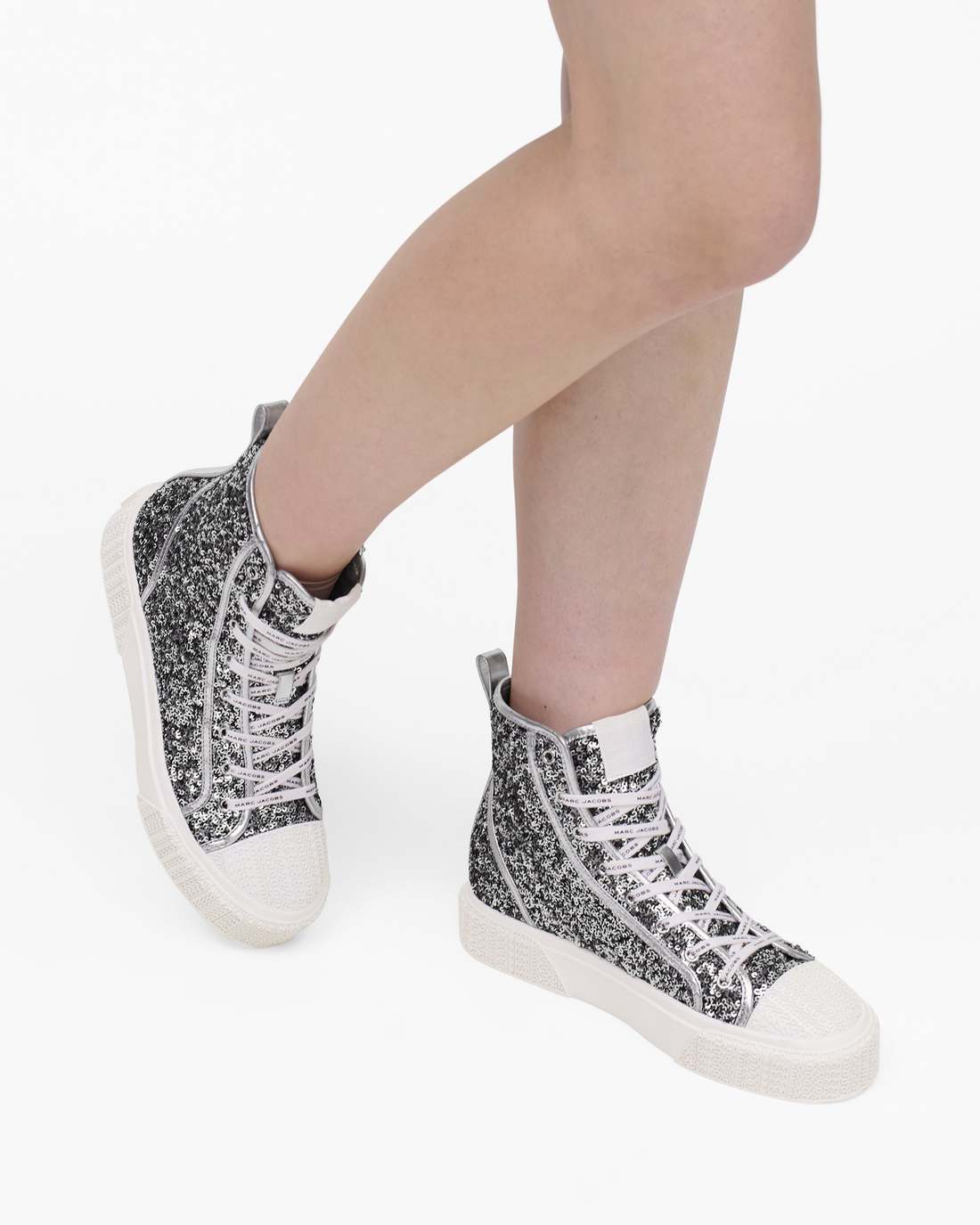 Marc Jacobs Great Value - The Sequin High Top Sneaker Silver
