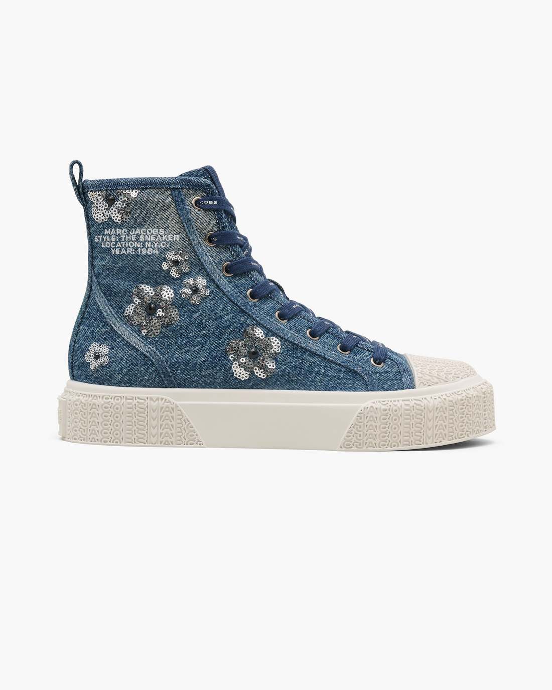 Marc Jacobs Premium - The Sequin Daisy Denim High Top Sneaker Vintage Indigo
