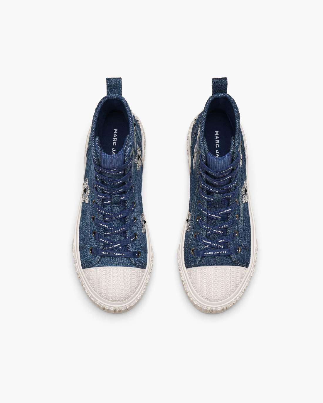 Marc Jacobs Premium - The Sequin Daisy Denim High Top Sneaker Vintage Indigo