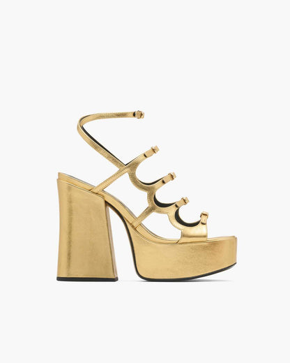 Marc Jacobs Special Offer - The Metallic Leather Kiki Platform Sandal Gold