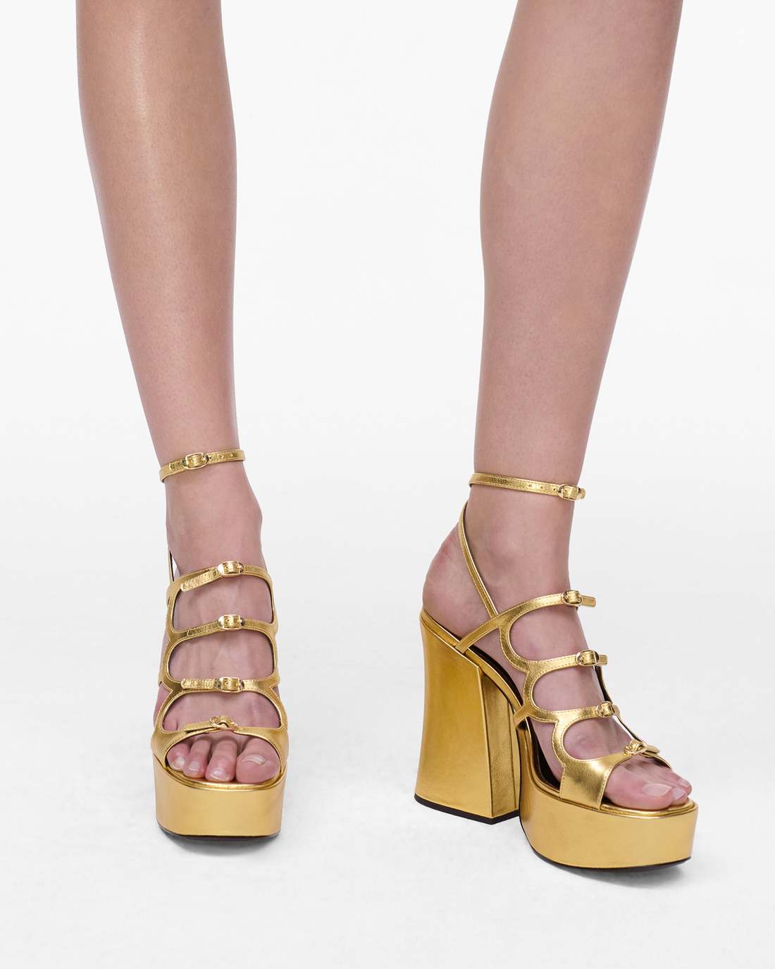 Marc Jacobs Special Offer - The Metallic Leather Kiki Platform Sandal Gold