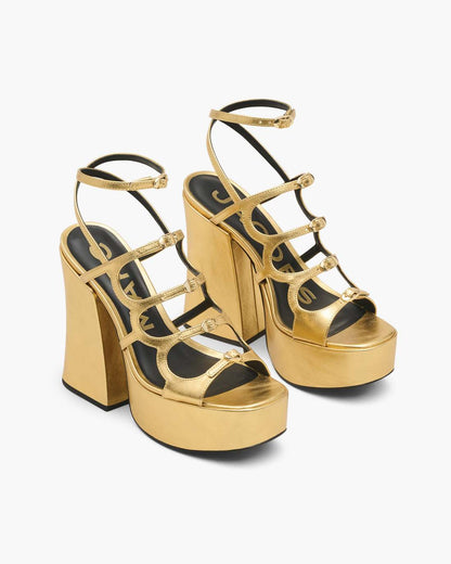 Marc Jacobs Special Offer - The Metallic Leather Kiki Platform Sandal Gold