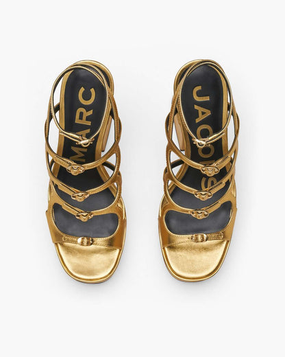 Marc Jacobs Special Offer - The Metallic Leather Kiki Platform Sandal Gold