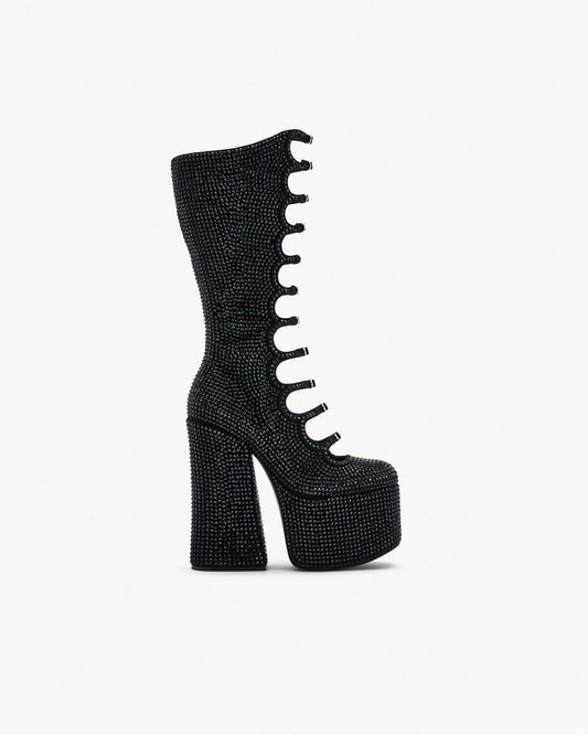 Marc Jacobs Best Price - The Rhinestone Kiki Knee-High Boot Black/Black