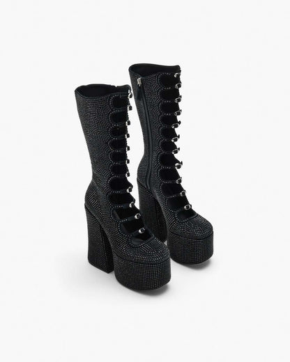 Marc Jacobs Best Price - The Rhinestone Kiki Knee-High Boot Black/Black