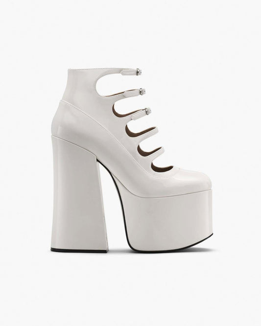 Marc Jacobs Quality - The Patent Leather Kiki Ankle Boot White