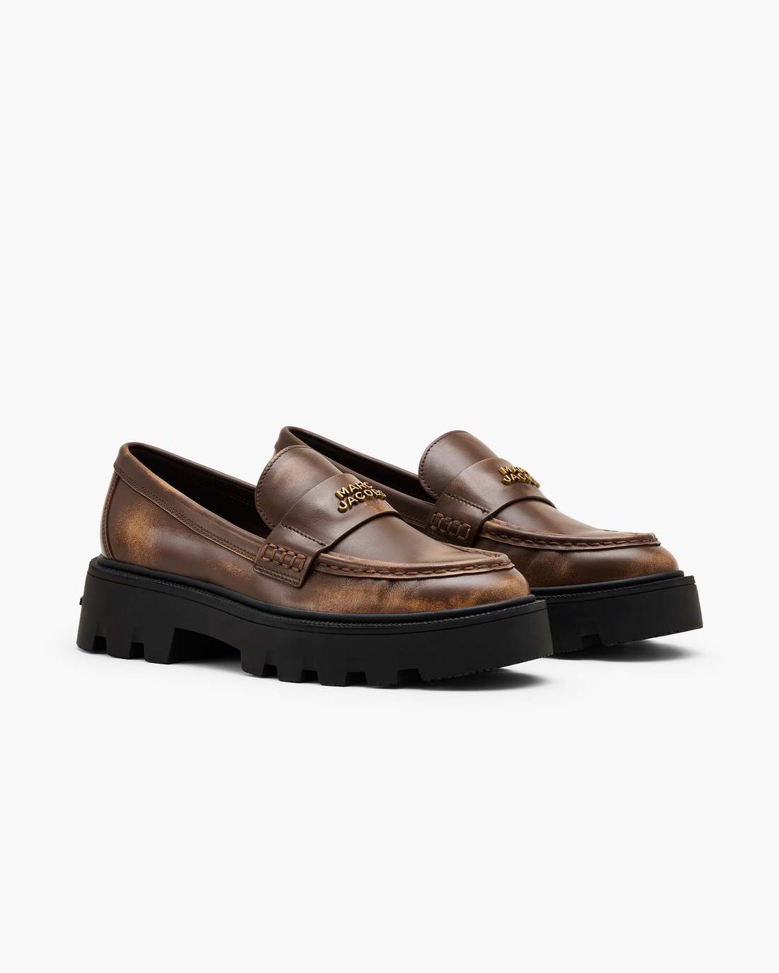 Marc Jacobs Smart Buy - The Distressed Leather Frankie Loafer Ebony