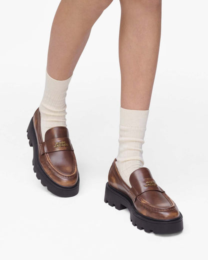 Marc Jacobs Smart Buy - The Distressed Leather Frankie Loafer Ebony