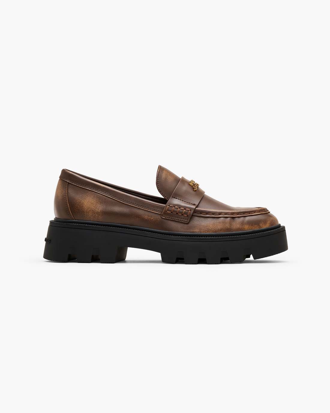 Marc Jacobs Smart Buy - The Distressed Leather Frankie Loafer Ebony