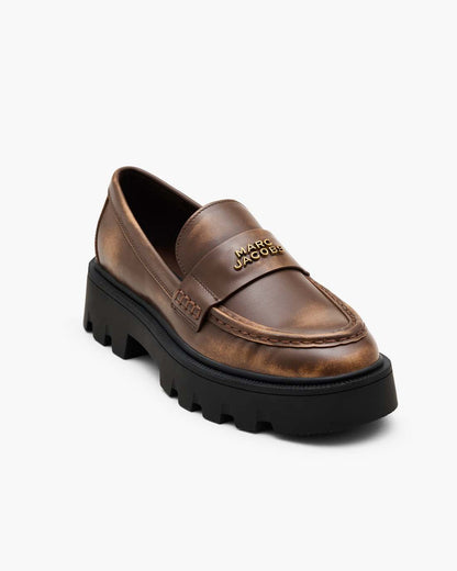 Marc Jacobs Smart Buy - The Distressed Leather Frankie Loafer Ebony