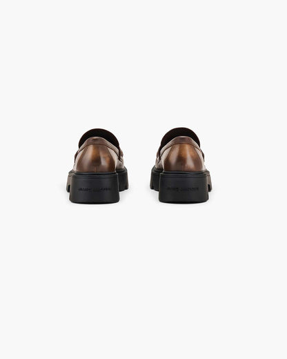 Marc Jacobs Smart Buy - The Distressed Leather Frankie Loafer Ebony