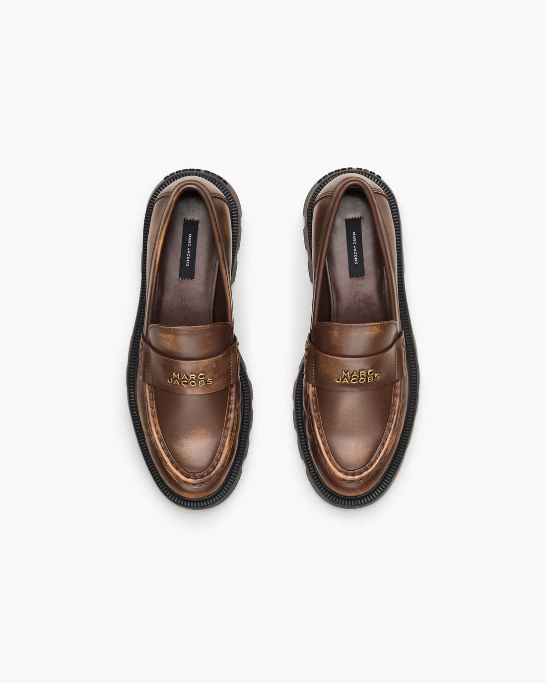 Marc Jacobs Smart Buy - The Distressed Leather Frankie Loafer Ebony