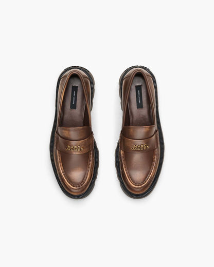 Marc Jacobs Smart Buy - The Distressed Leather Frankie Loafer Ebony