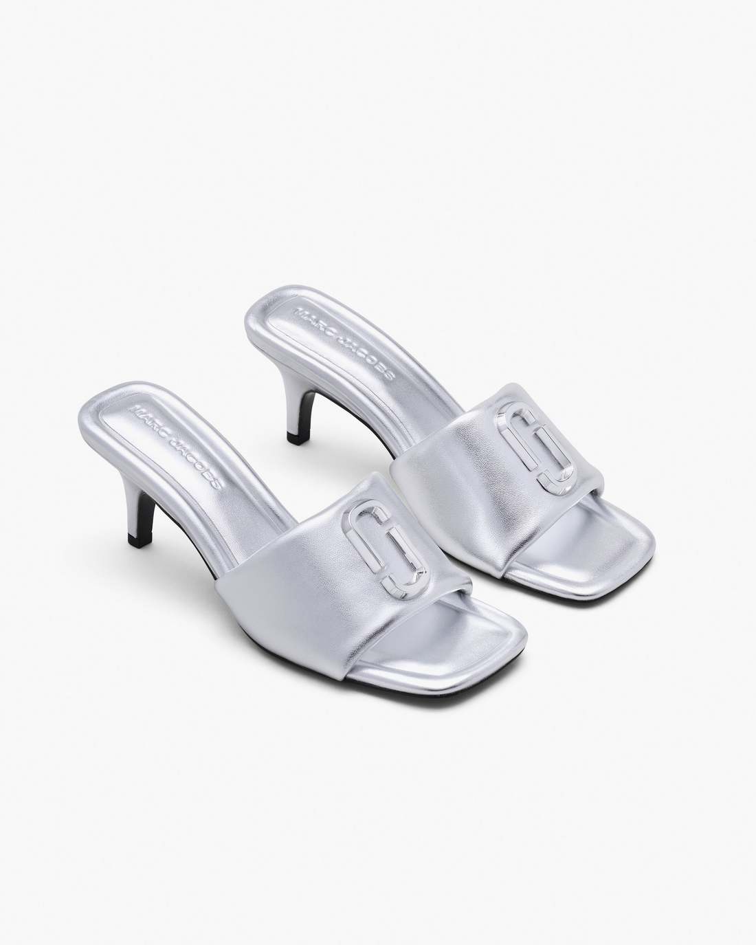 Marc Jacobs Trusted - The Metallic J Marc Heeled Sandal Silver
