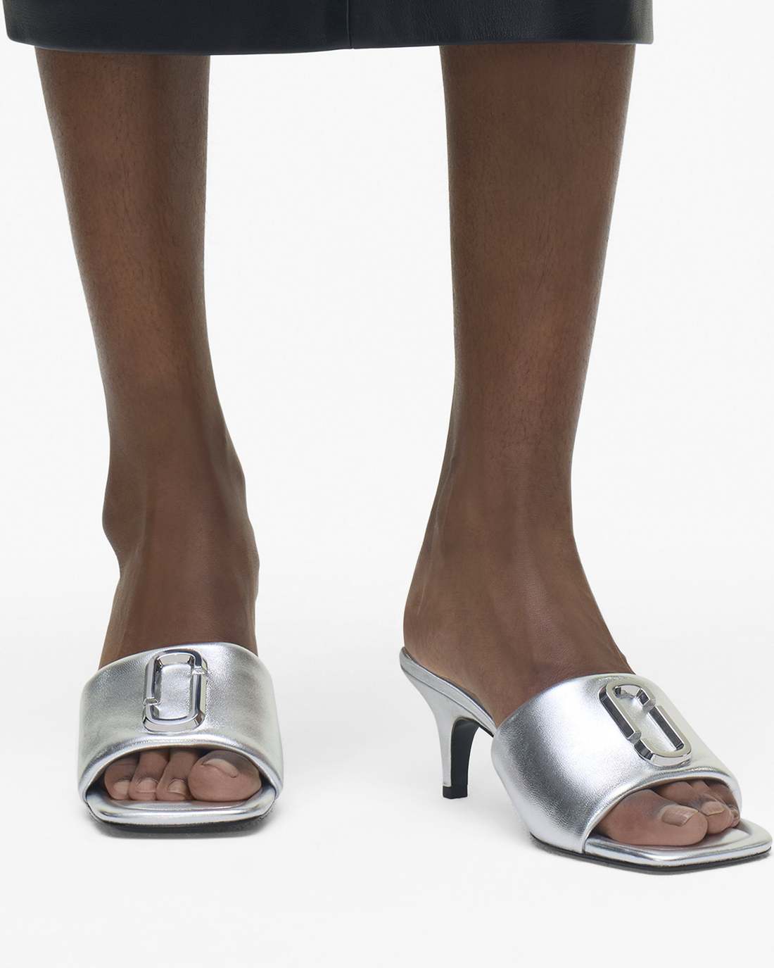 Marc Jacobs Trusted - The Metallic J Marc Heeled Sandal Silver
