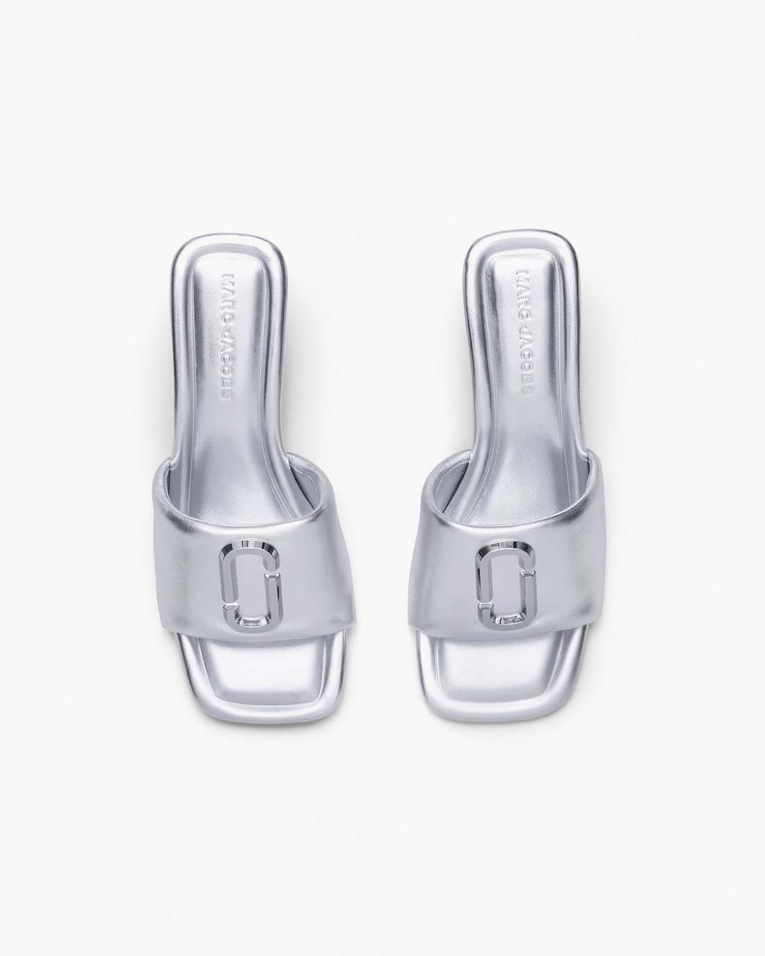 Marc Jacobs Trusted - The Metallic J Marc Heeled Sandal Silver