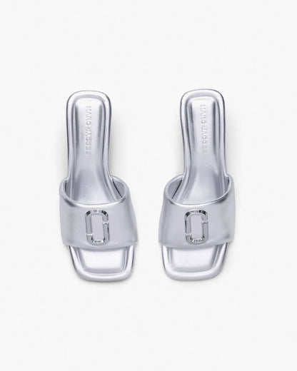 Marc Jacobs Trusted - The Metallic J Marc Heeled Sandal Silver