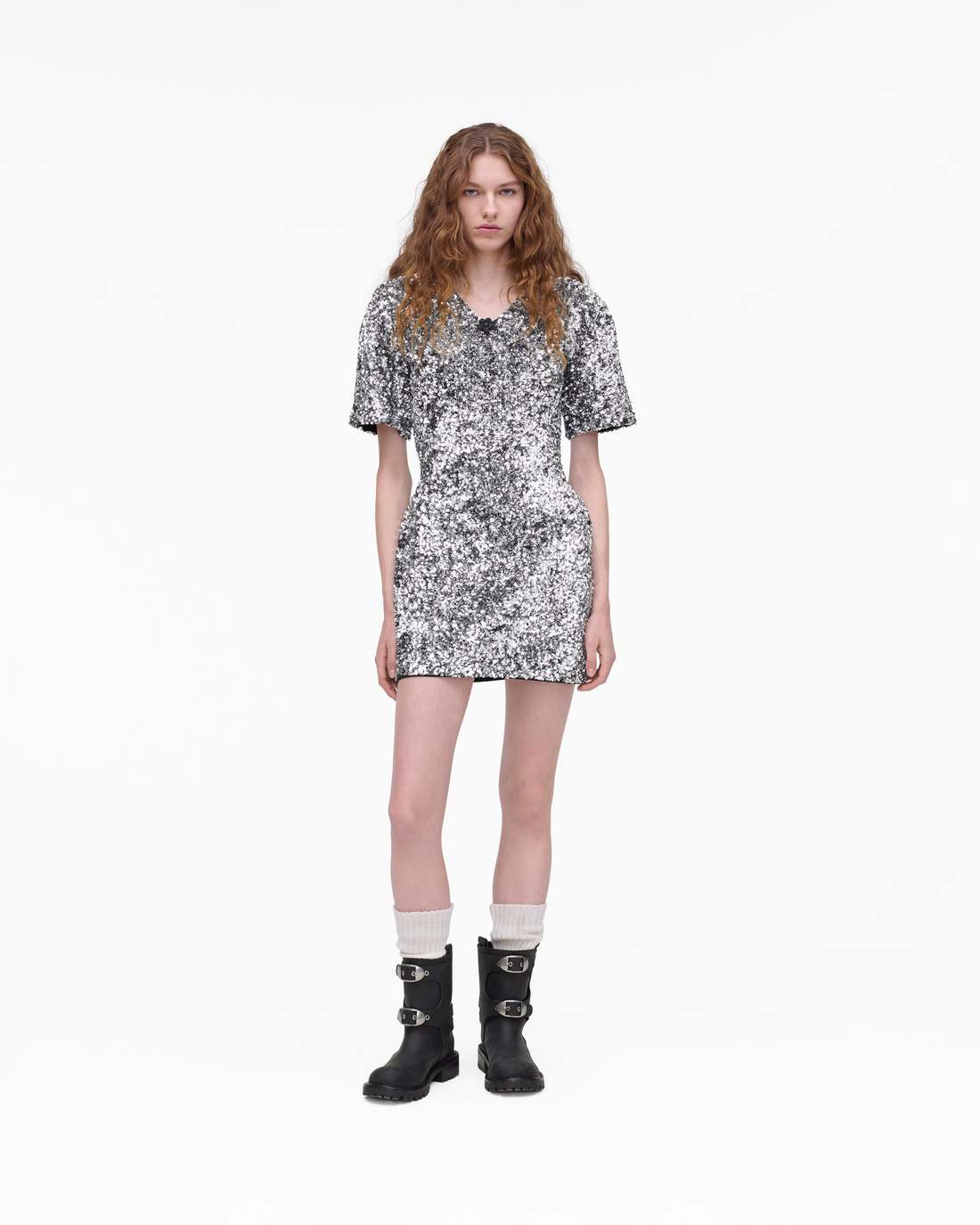 Marc Jacobs Latest - Sequin V-Neck Knit Dress Silver