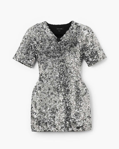 Marc Jacobs Latest - Sequin V-Neck Knit Dress Silver