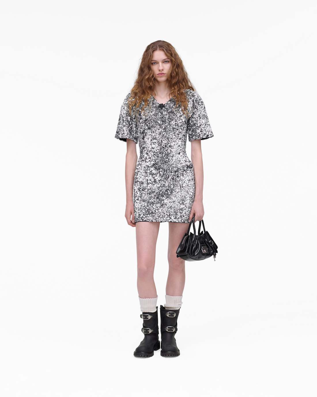 Marc Jacobs Latest - Sequin V-Neck Knit Dress Silver