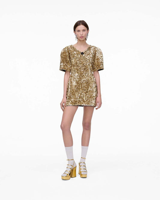Marc Jacobs Recommended - Sequin V-Neck Knit Dress Gold