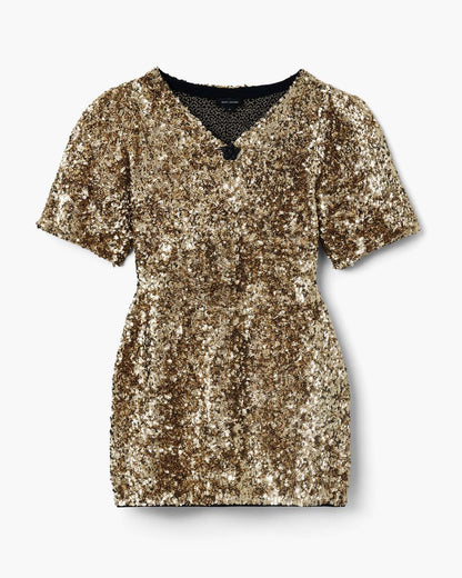 Marc Jacobs Recommended - Sequin V-Neck Knit Dress Gold