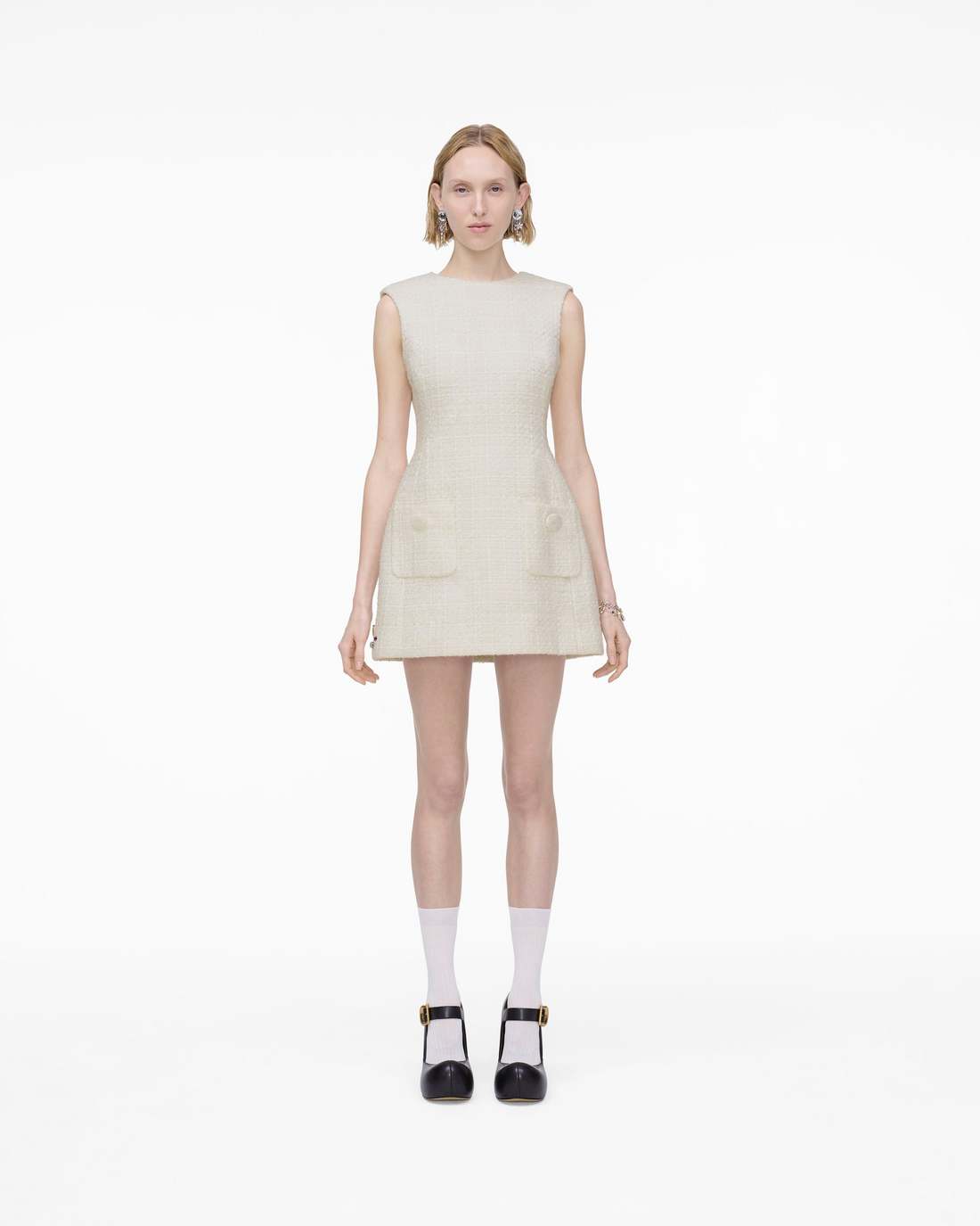 Marc Jacobs Discount - Sculptural Tweed Dress Ivory