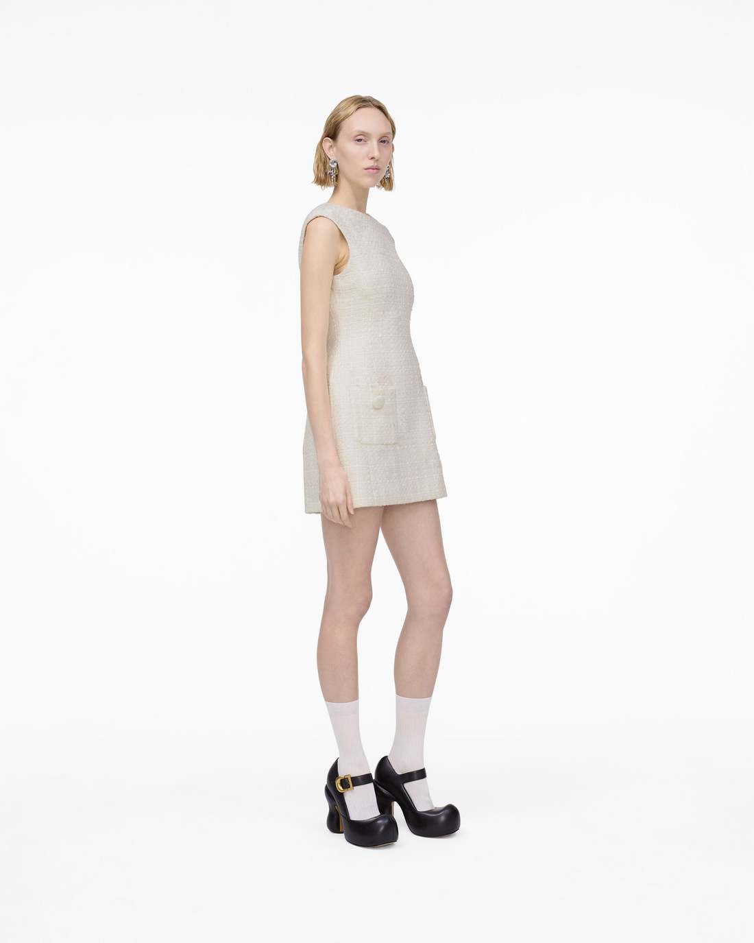 Marc Jacobs Discount - Sculptural Tweed Dress Ivory