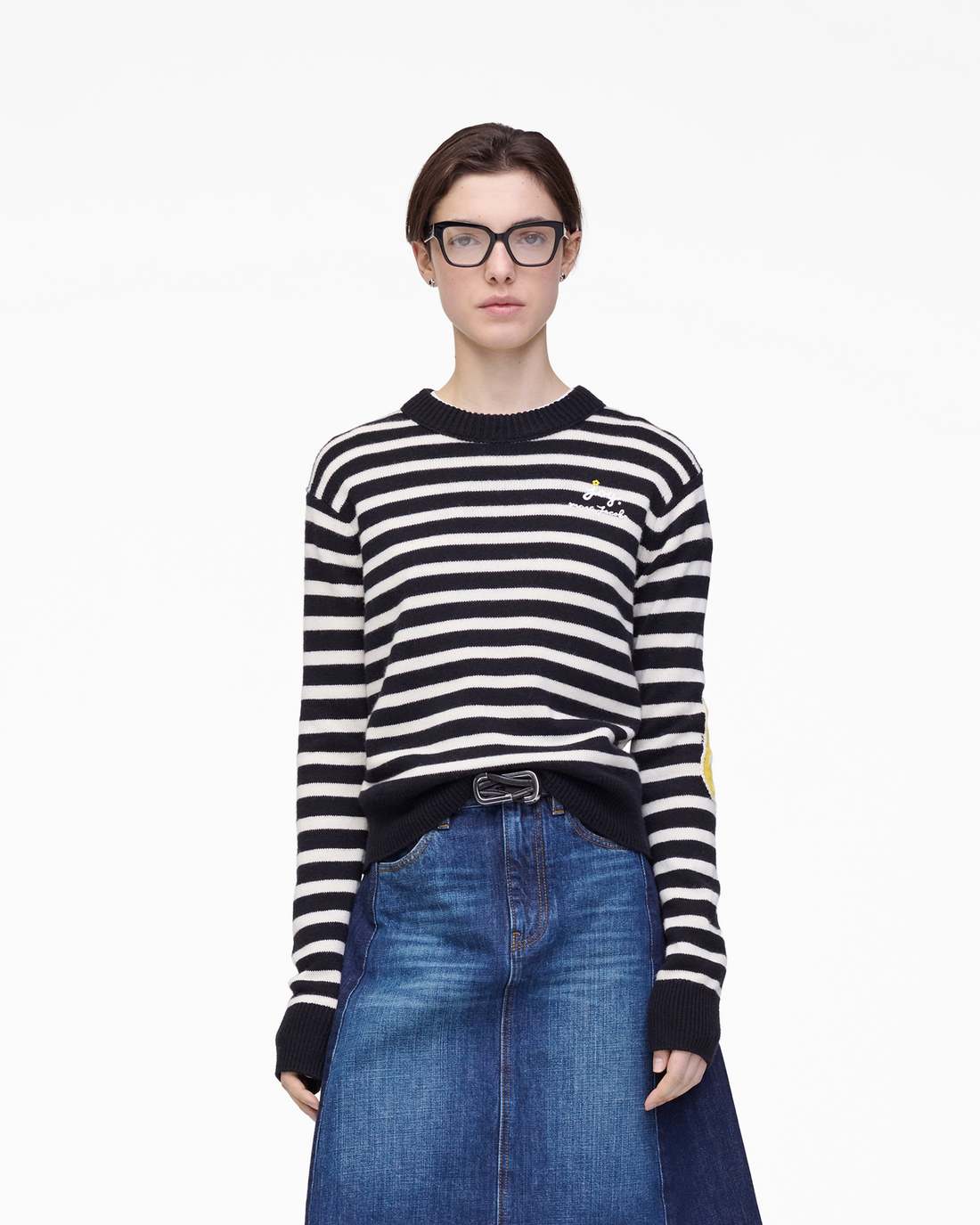 Marc Jacobs Discount - Joy Striped Crewneck Black/White