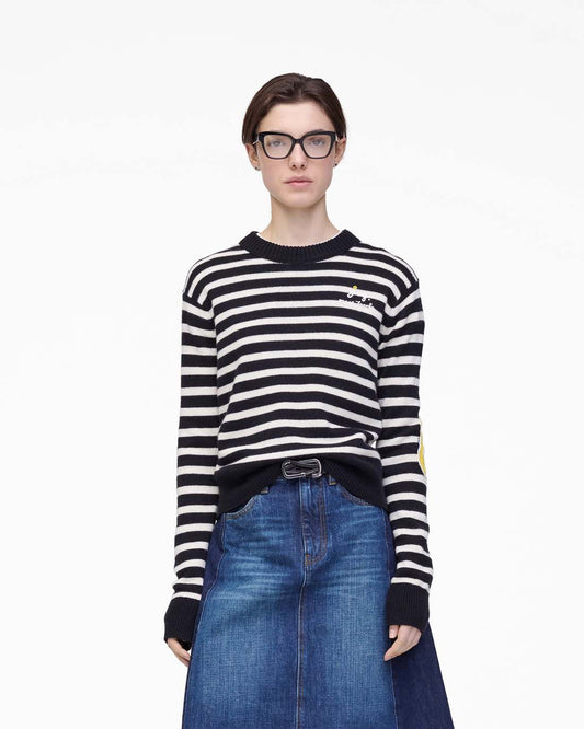 Marc Jacobs Discount - Joy Striped Crewneck Black/White