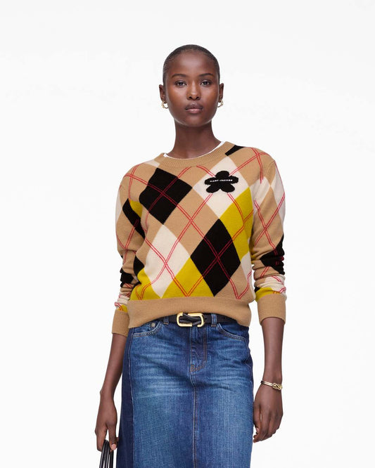Marc Jacobs Popular - Preppy Daisy Argyle Crewneck Joy Yellow Multi