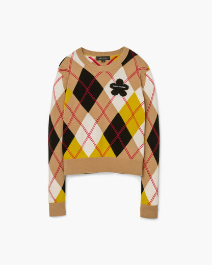 Marc Jacobs Popular - Preppy Daisy Argyle Crewneck Joy Yellow Multi