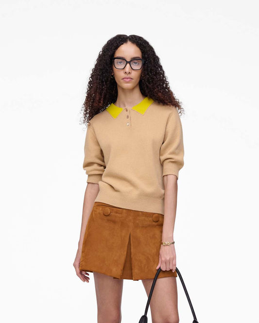 Marc Jacobs Everyday - Trompe L'Oeil Knit Polo Camel
