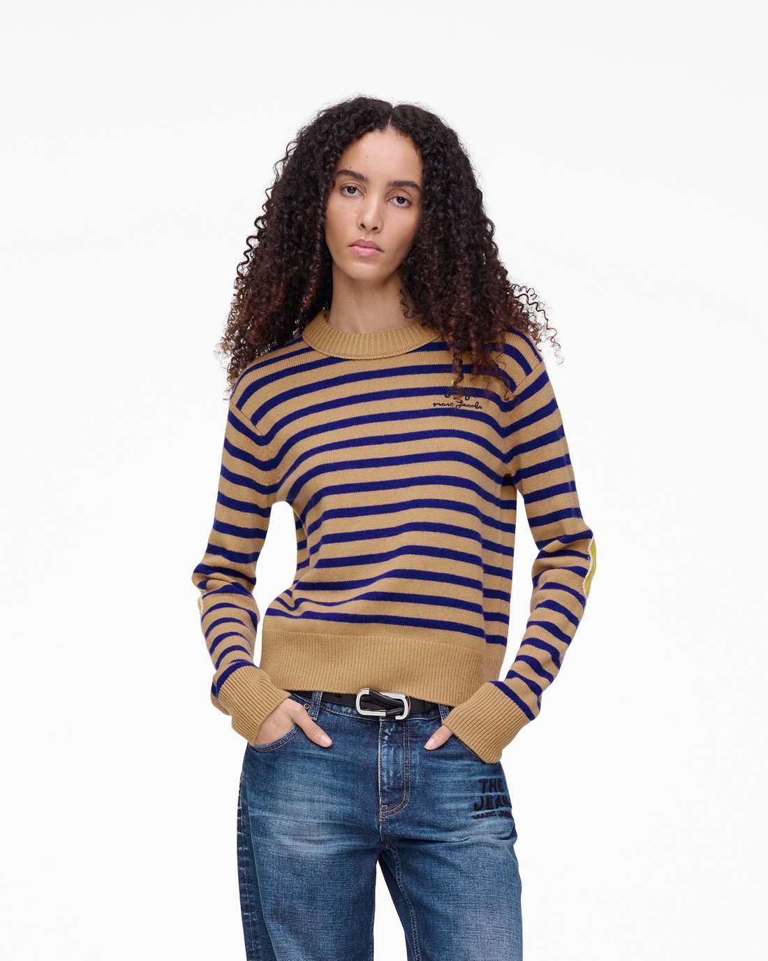 Marc Jacobs Top Pick - Joy Striped Crewneck Camel/Pansy