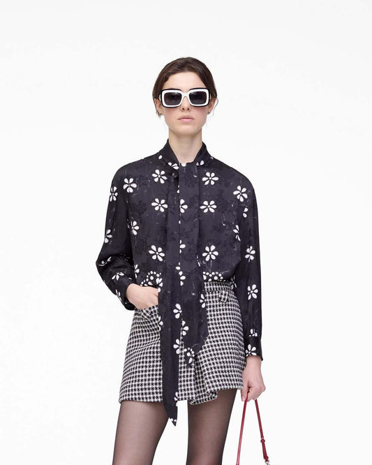 Marc Jacobs Deals - Trompe L'Oeil Eyelet Bow Blouse Black/White