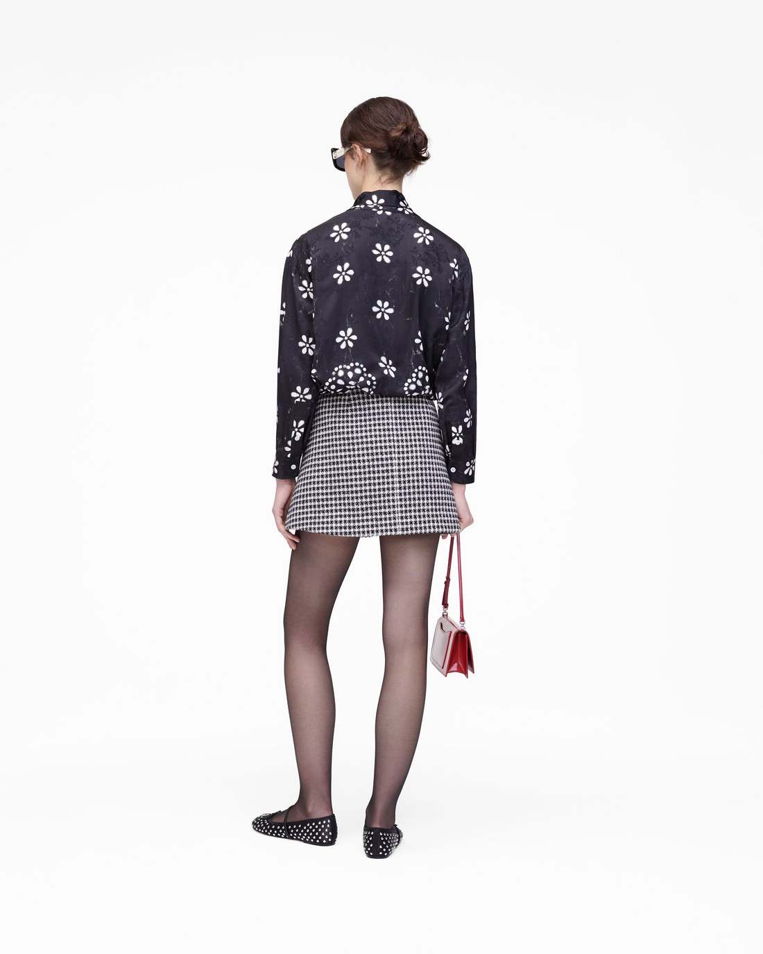 Marc Jacobs Deals - Trompe L'Oeil Eyelet Bow Blouse Black/White