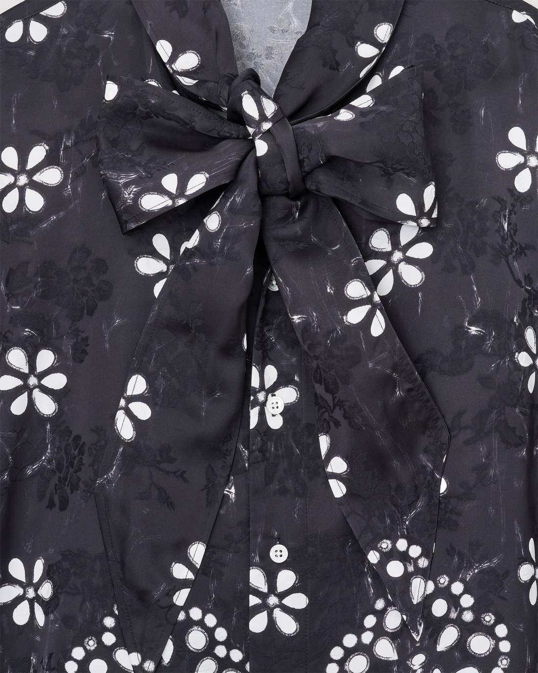 Marc Jacobs Deals - Trompe L'Oeil Eyelet Bow Blouse Black/White