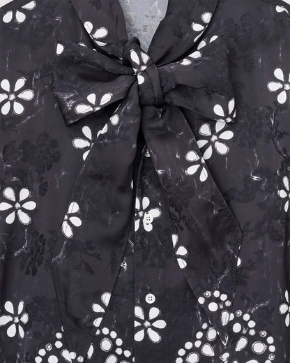 Marc Jacobs Deals - Trompe L'Oeil Eyelet Bow Blouse Black/White