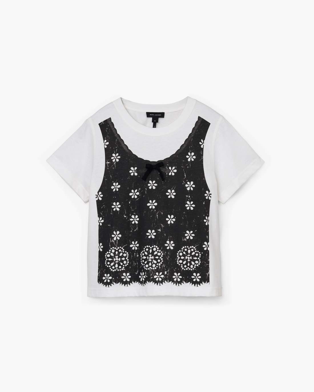 Marc Jacobs Discount - Trompe L'Oeil Eyelet Slim Tee White Multi