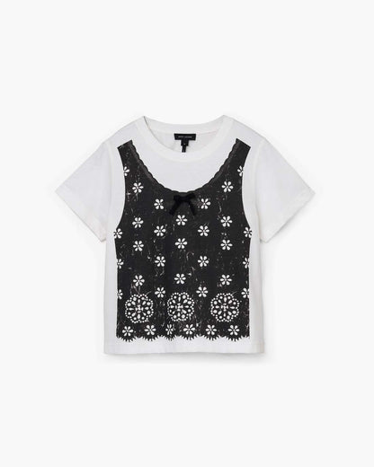 Marc Jacobs Discount - Trompe L'Oeil Eyelet Slim Tee White Multi