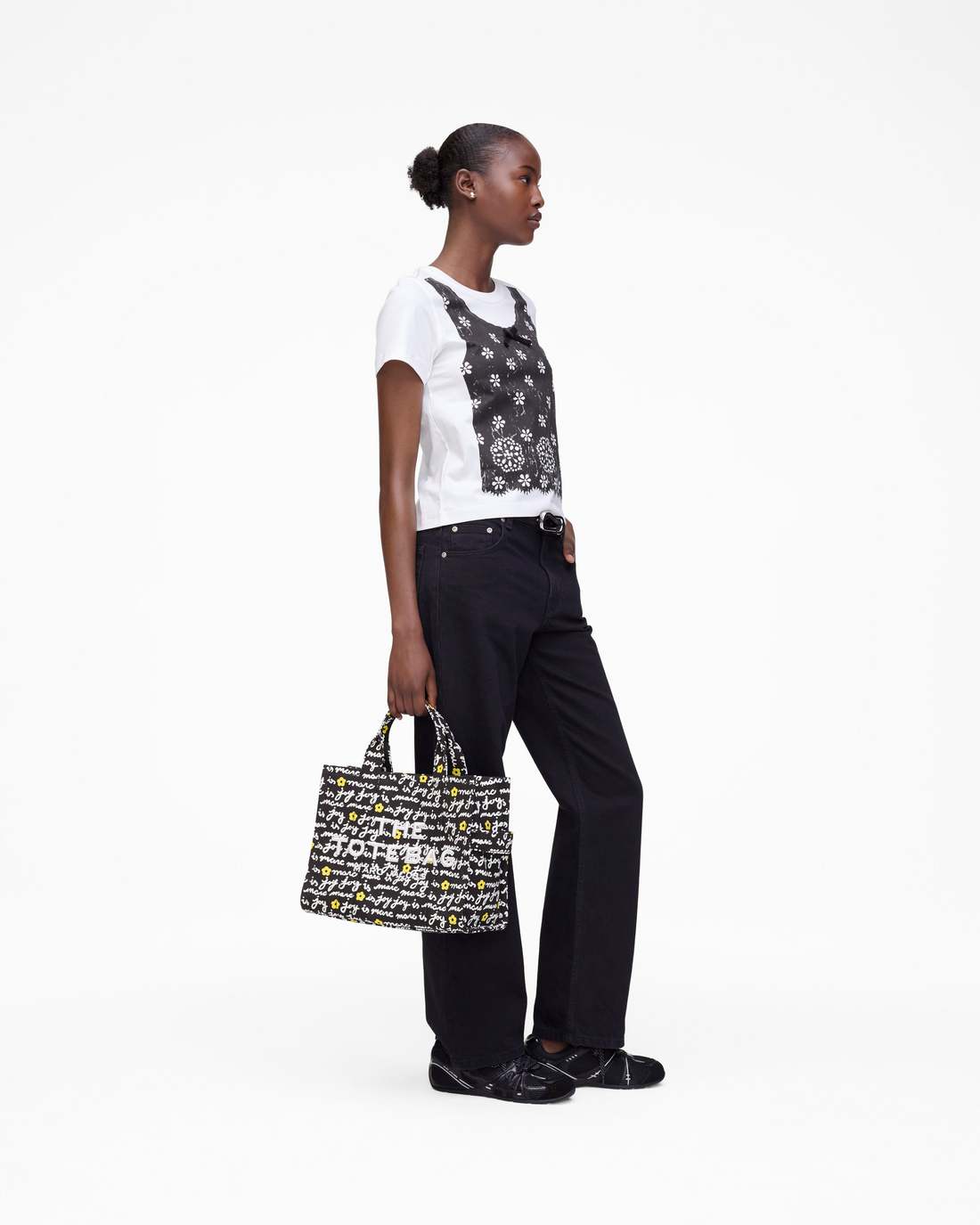 Marc Jacobs Discount - Trompe L'Oeil Eyelet Slim Tee White Multi
