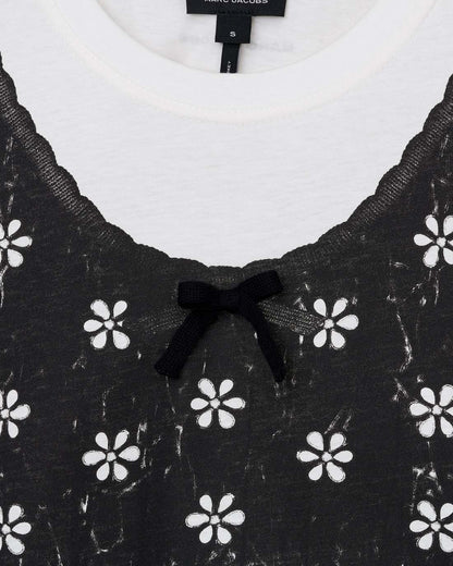 Marc Jacobs Discount - Trompe L'Oeil Eyelet Slim Tee White Multi