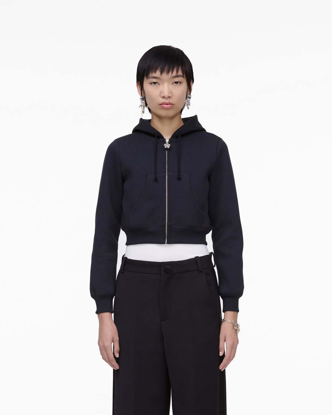Marc Jacobs Popular - Charm Cropped Hoodie Black