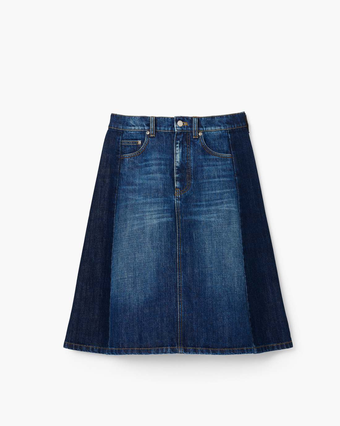 Marc Jacobs Signature - Two Tone Shadow Denim Skirt Dark Slub Indigo