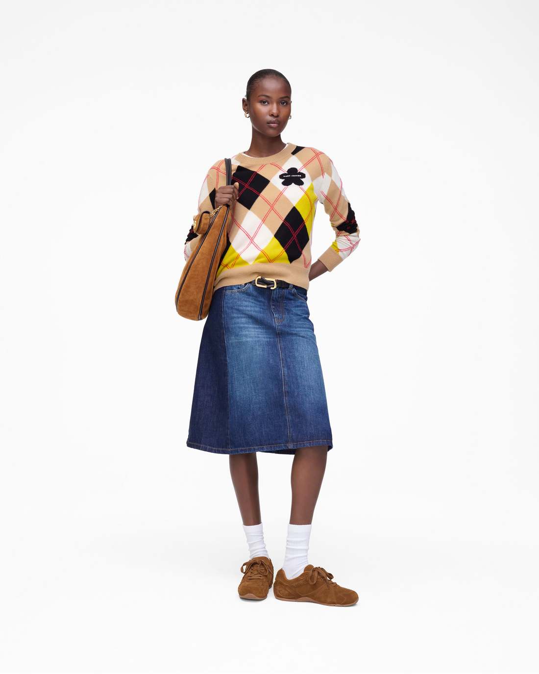 Marc Jacobs Signature - Two Tone Shadow Denim Skirt Dark Slub Indigo