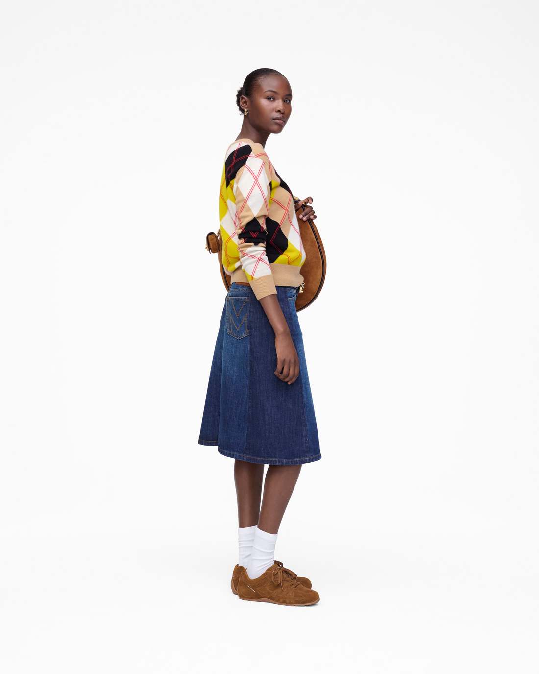 Marc Jacobs Signature - Two Tone Shadow Denim Skirt Dark Slub Indigo