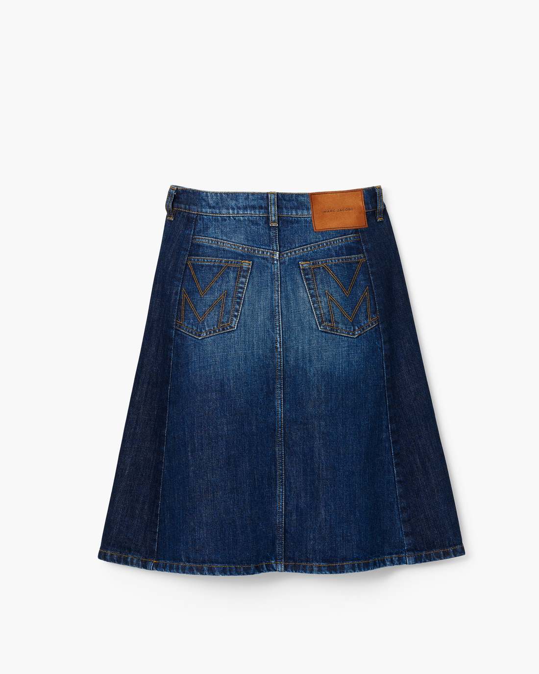Marc Jacobs Signature - Two Tone Shadow Denim Skirt Dark Slub Indigo
